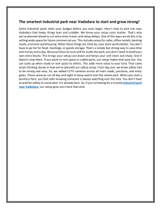 The smartest industrial park near Vadodara to start and grow strong