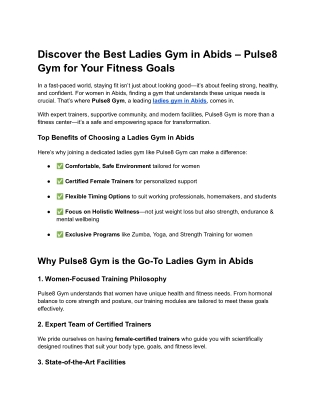Discover the Best Ladies Gym in Abids – Pulse8 Gym for Your Fitness Goals