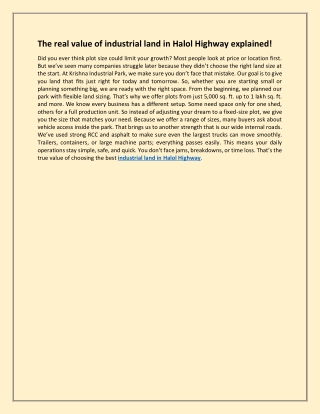 The real value of industrial land in Halol Highway explained