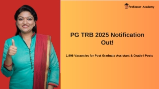 PG TRB 2025 Notification Out!