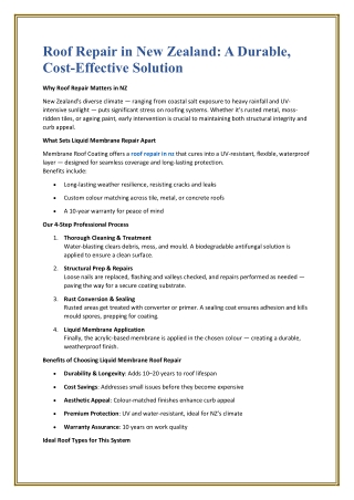 Roof Repair in New Zealand A Durable Cost Effective Solution