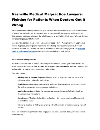 Nashville Medical Malpractice Lawyers