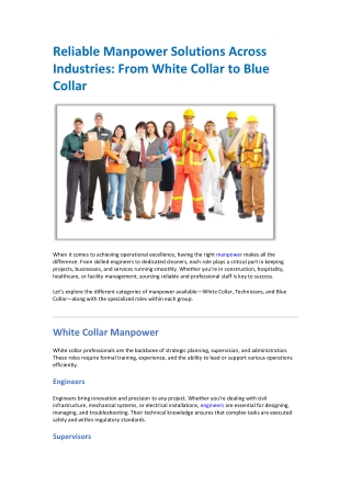Reliable Manpower Solutions Across Industries