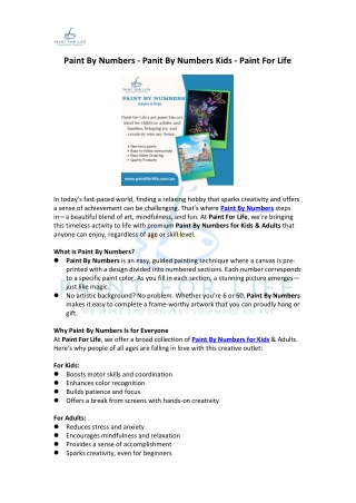 Paint By Numbers kids