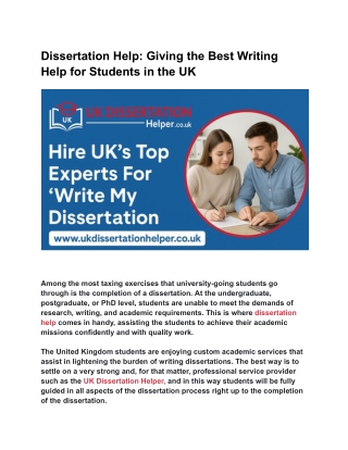 Dissertation Help_ Giving the Best Writing Help for Students in the UK