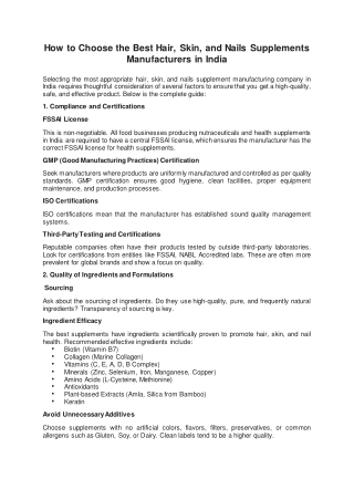 nutraceutical manufacturer of hair, skin, and nail supplements