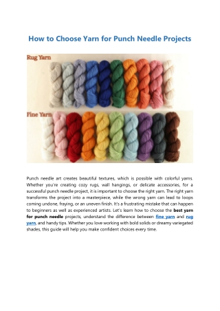 How to Choose Yarn for Punch Needle Projects