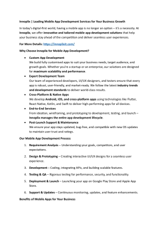 Innoplix | Best Mobile App Development Services for Business Growth