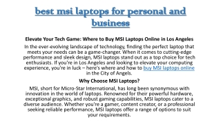 best msi laptops for personal and business
