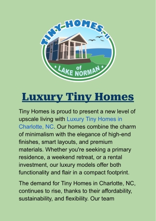 Luxury Tiny Homes in Charlotte, NC: Modern Living with Upscale Comfort