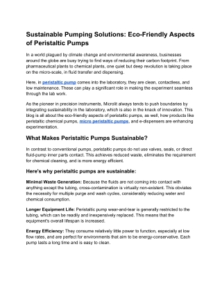 Sustainable Pumping Solutions_ Eco-Friendly Aspects of Peristaltic Pumps
