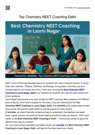 Top Chemistry NEET Coaching Delhi