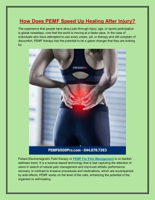 How Does PEMF Speed Up Healing After Injury?