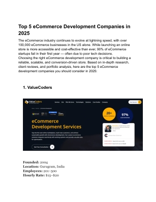 Top 5 eCommerce Development Companies in 2025
