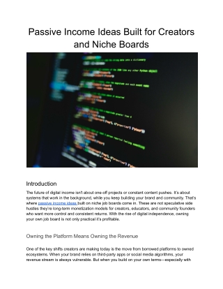Passive Income Ideas Built for Creators and Niche Boards