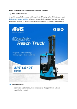Reach Truck Explained – Features, Benefits & Best Use Cases