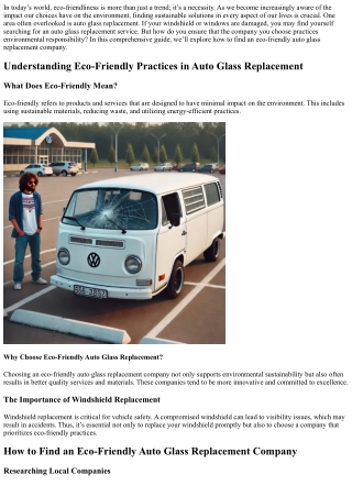 How to Find an Eco-Friendly Auto Glass Replacement Company