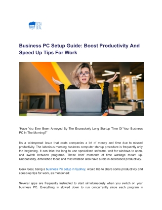 Business PC Setup Guide: Boost Productivity And Speed Up Tips For Work