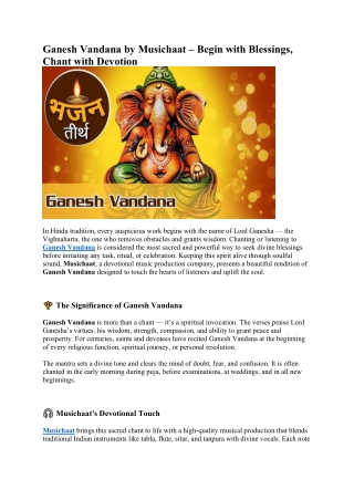 Ganesh Vandana by Musichaat – Begin with Blessings, Chant