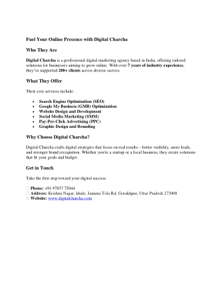 Fuel Your Online Presence with Digital Charcha