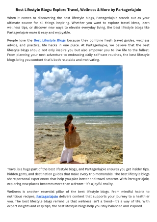 Best Lifestyle Blogs Explore Travel, Wellness & More by Partagerlajoie