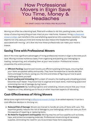 How Professional Movers in Elgin Save You Time, Money & Headaches
