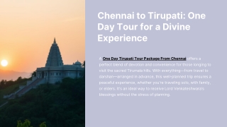 Chennai to Tirupati One Day Tour for a Divine Experience