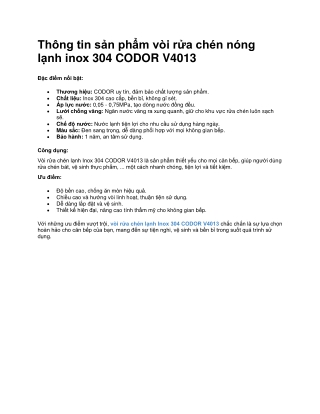 Vòi Rửa Chén Lạnh Inox 304 CODOR V4013