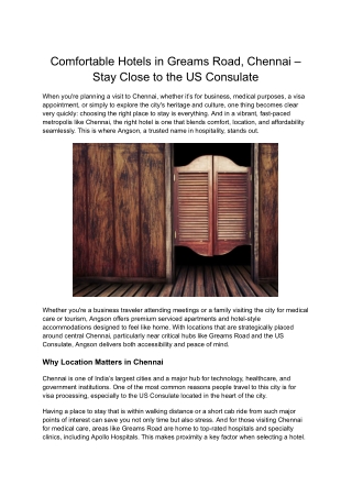 Service Apartments for Rent in Chennai – Affordable, Flexible Living