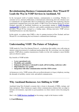 Revolutionizing Business Communication How Wizard IT Leads the Way in VOIP Services in Auckland, NZ