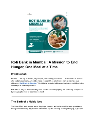 Roti Bank in Mumbai_ A Mission to End Hunger, One Meal at a Time
