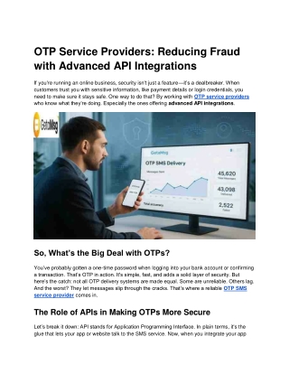 OTP Service Providers: Reducing Fraud with Advanced API Integrations