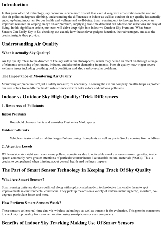 Indoor vs Outdoor Sky Premium: What Smart Sensors Can Easily Say To United State
