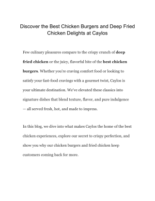 Deep Fried Chicken Delights at Caylos