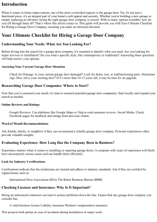 Your Ultimate Checklist for Hiring a Garage Door Company