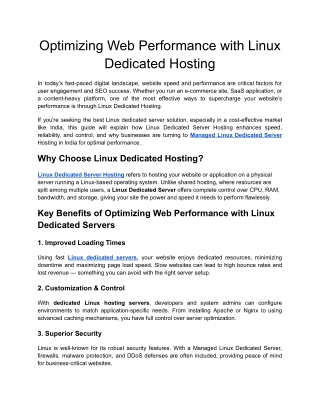 Optimizing Web Performance with Linux Dedicated Hosting