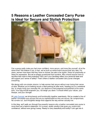 5 Reasons a Leather Concealed Carry Purse is Ideal for Secure and Stylish Protection