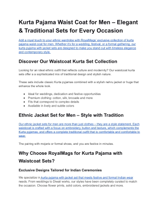 Kurta Pajama Waist Coat for Men – Elegant & Traditional Sets for Every Occasion