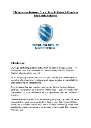 7 Differences Between Cheap Boat Polishes & Premium Sea-Shield Polishes