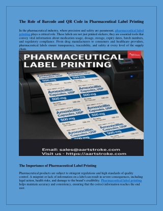 The Role of Barcode and QR Code in Pharmaceutical Label Printing