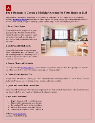 Top 5 Benefits of Choosing a Modular Kitchen in 2025 – Armanaa Guide