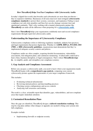 How ThreatResQ Helps You Pass Compliance with Cybersecurity Audits