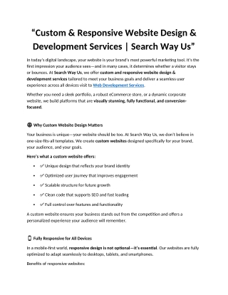 Custom & Responsive Website Design & Development Services | Search Way Us