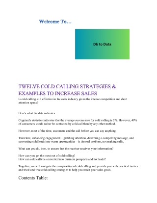 TWELVE COLD CALLING STRATEGIES & EXAMPLES TO INCREASE SALES