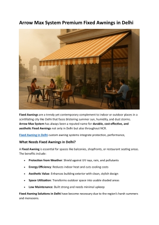 Arrow Max System Premium Fixed Awnings in Delhi