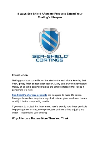 8 Ways Sea-Shield Aftercare Products Extend Your Coating’s Lifespan