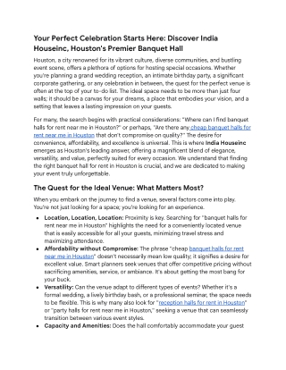 Discover India Houseinc, Houston's Premier Banquet Hall