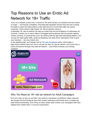 Top Reasons to Use an Erotic Ad Network for 18  Traffic