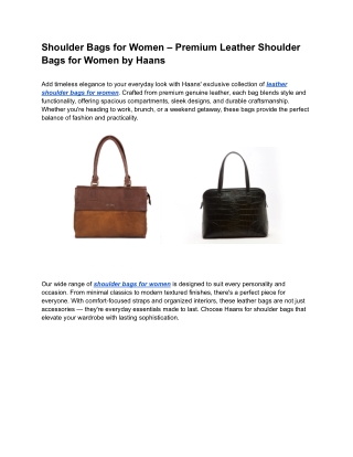 Shoulder Bags for Women – Premium Leather Shoulder Bags by Haans