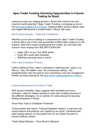 Apex Trader Funding Unlocking Opportunities in Futures Trading for Brazil